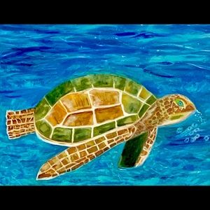 Turtle painting cover with high shine epoxy